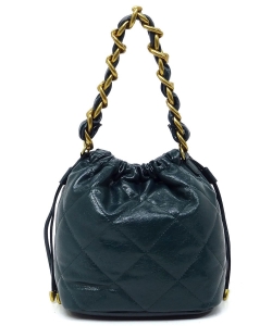 Quilted Chain Link Bucket Bag CJF114 TEAL